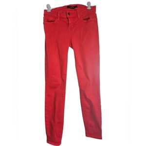 J BRAND Women’s Bright Coral Skinny Crop Premium Denim Jeans Red Orange Pink 25